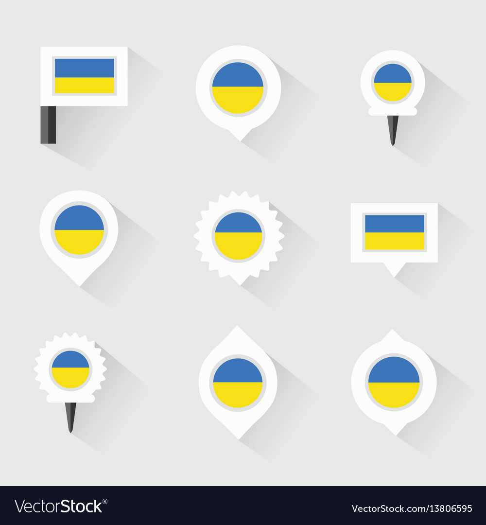 Ukraine Flagge und Pins für Infografikkarte