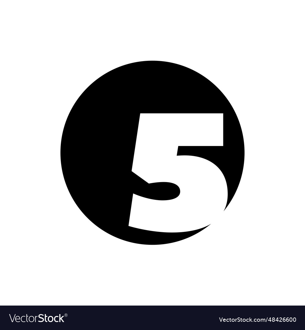 5 number icon in round shape