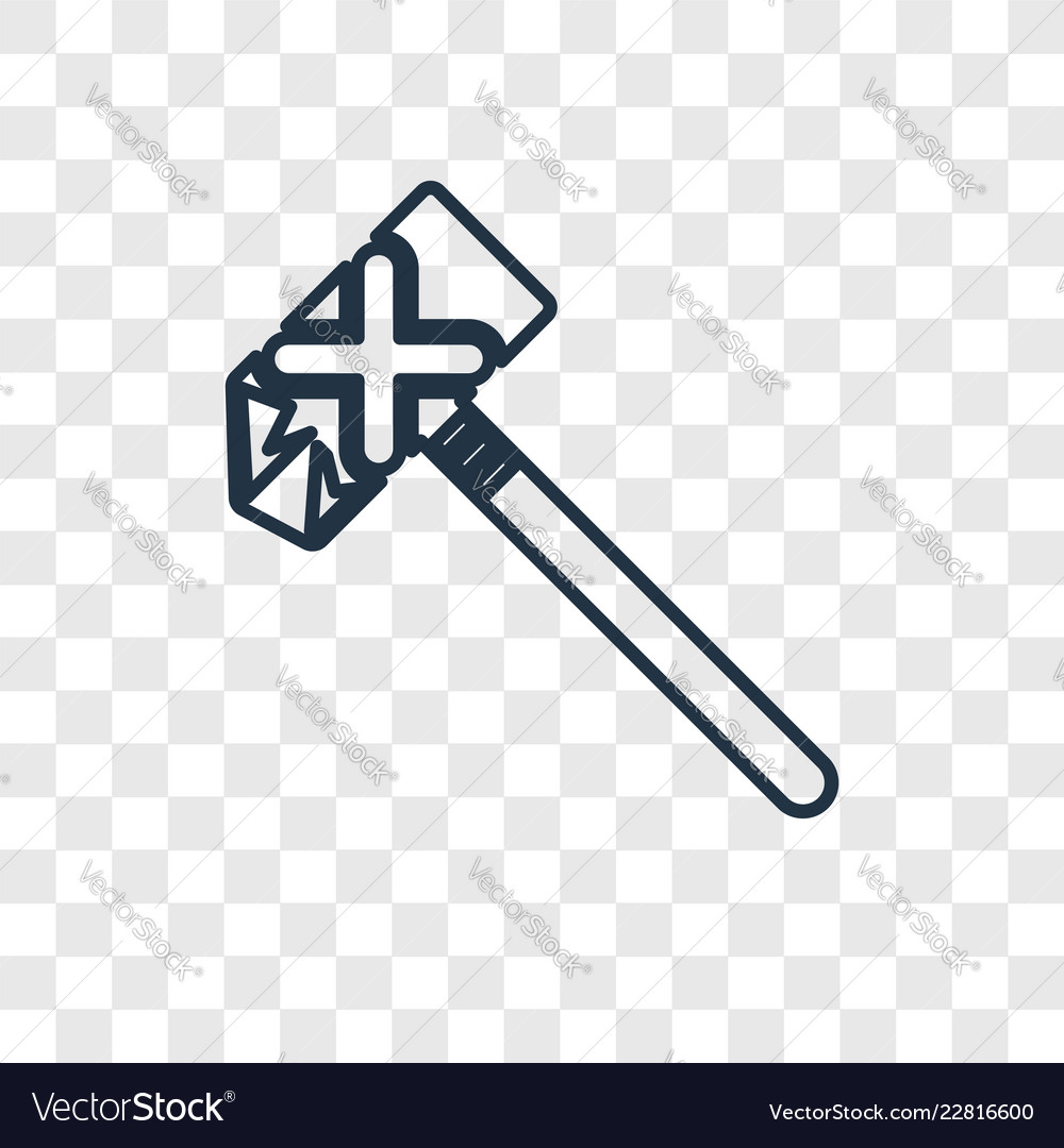 Axe concept linear icon isolated on transparent vector image Axe concept linear icon isolated on transparent