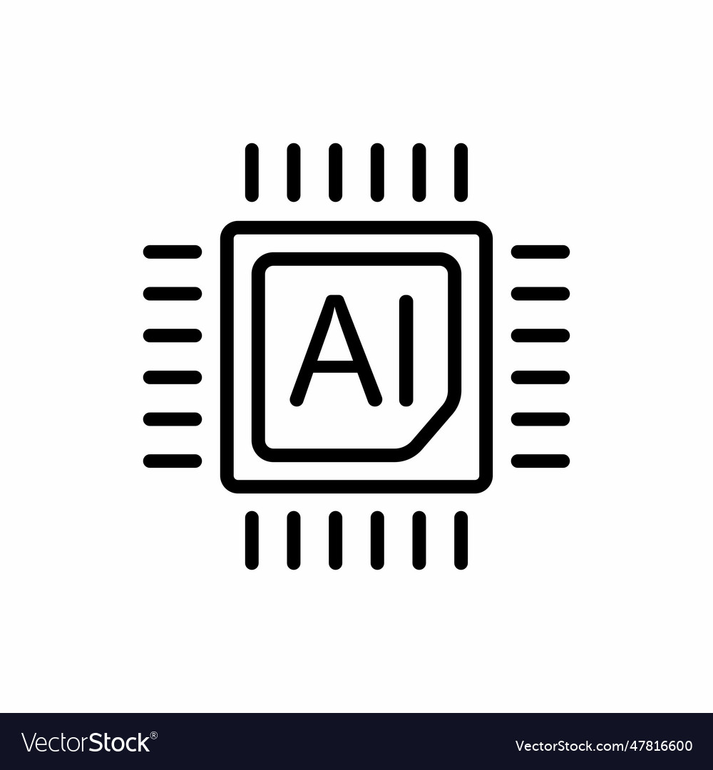 Chip ai brain artificial intelligence line icon Vector Image Chip ai brain artificial intelligence line icon