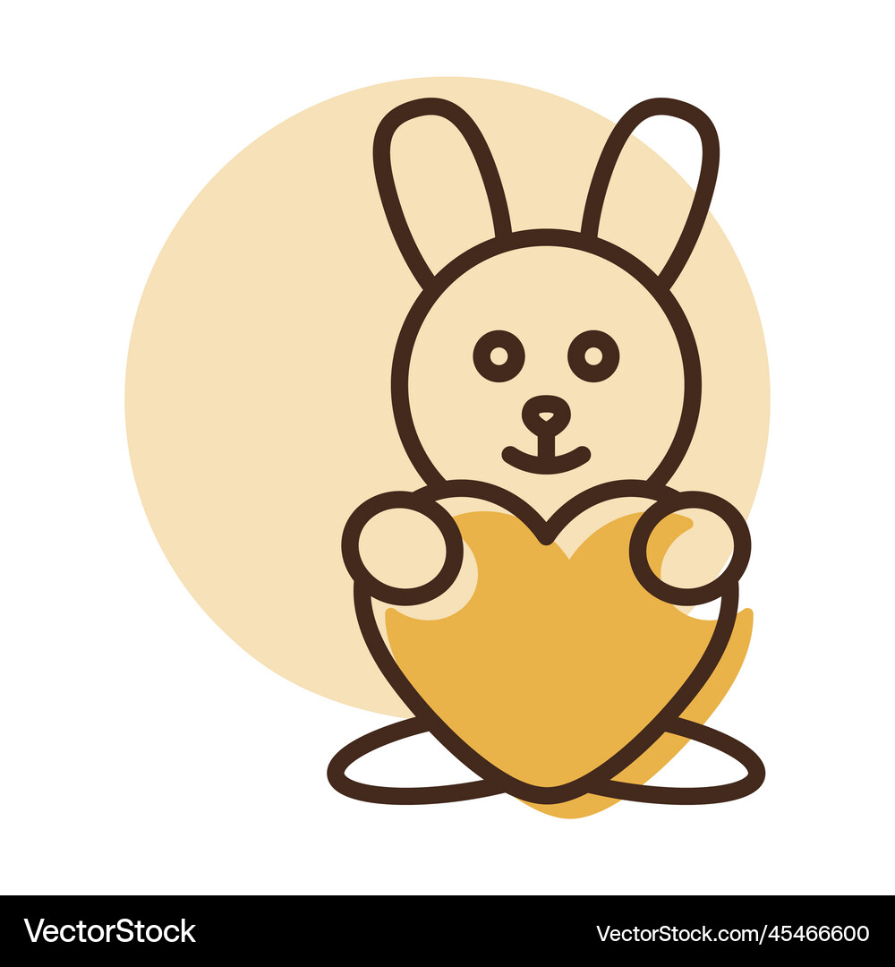 Cute plush rabbit with heart icon Royalty Free Vector Image