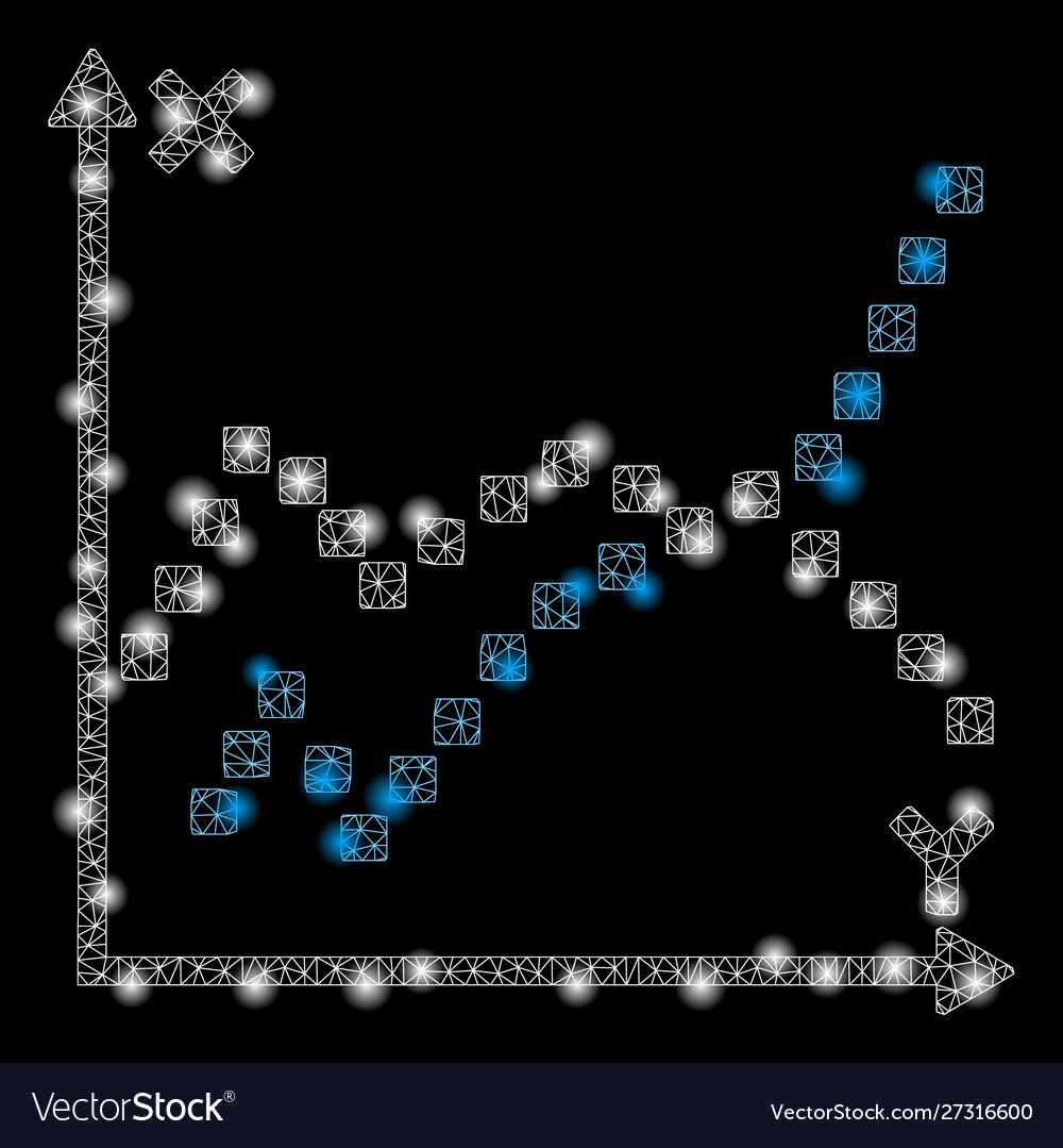 Glossy mesh 2d functions plot with light spots