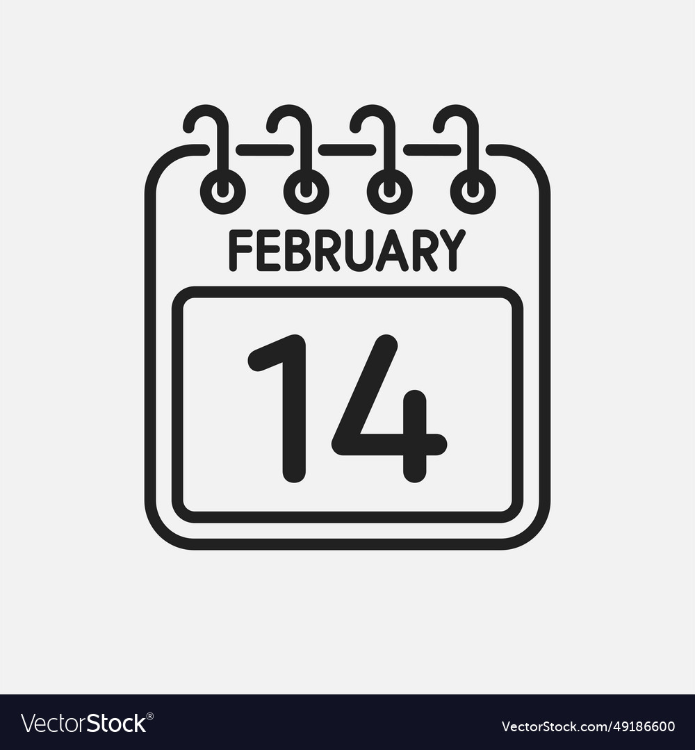 Icon page calendar day 14 february Royalty Free Vector
