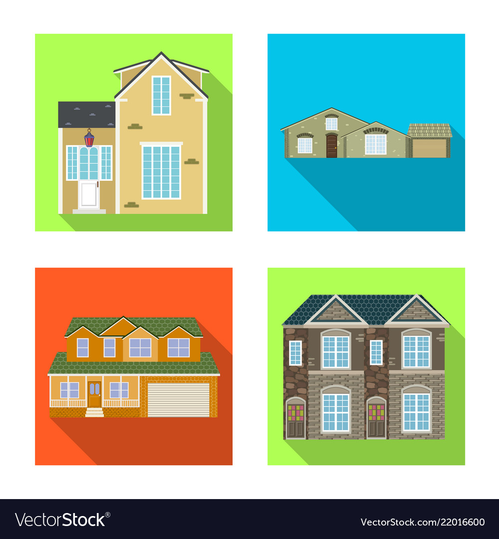 Isolated object of building and front sign set