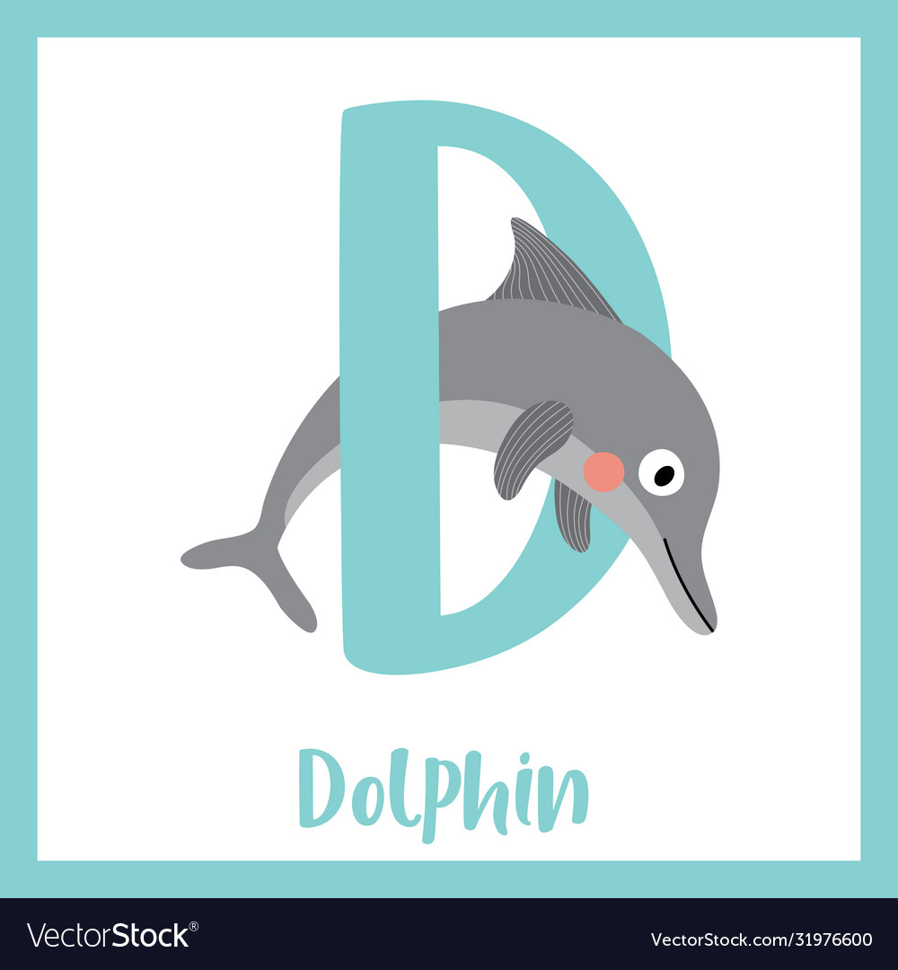 Letter d vocabulary dolphin Royalty Free Vector Image