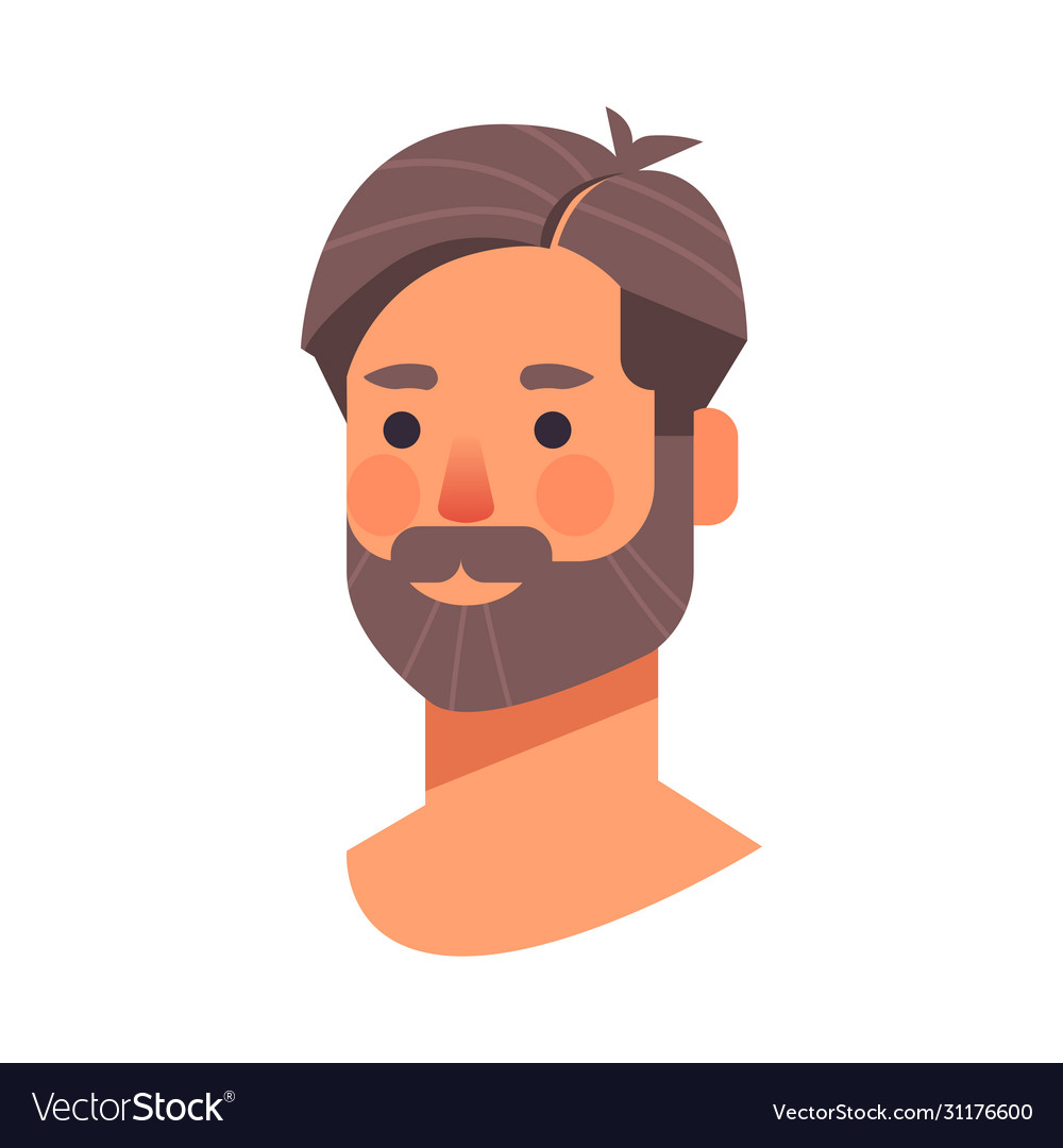 Male avatar icon or portrait. Handsome young man face. Vector illustration.  Stock Vector