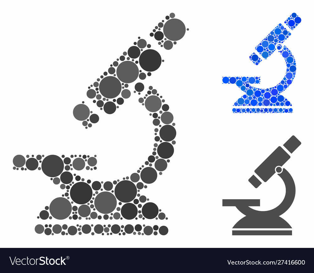 Microscope mosaic icon round dots