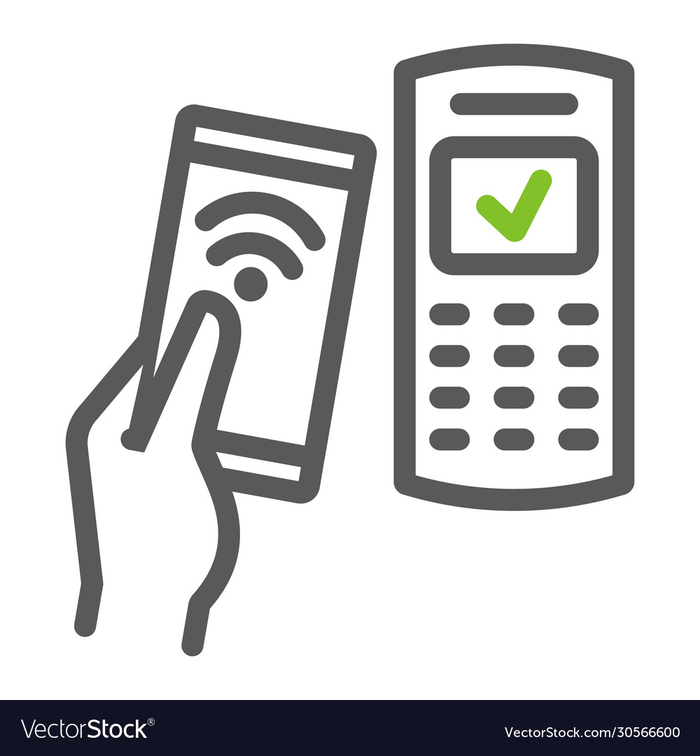 Mobile payments using smartphone color line icon Vector Image Mobile payments using smartphone color line icon