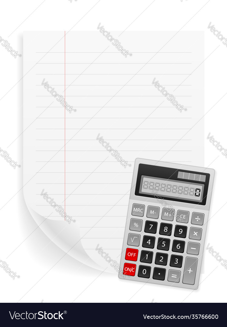 Notebook sheet and calculator