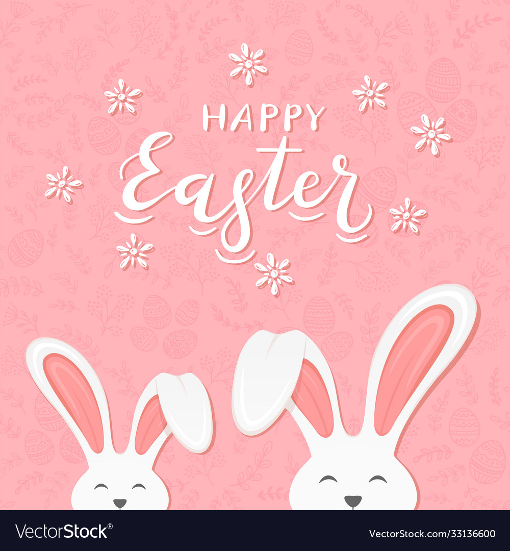 Pink background with pattern and text happy