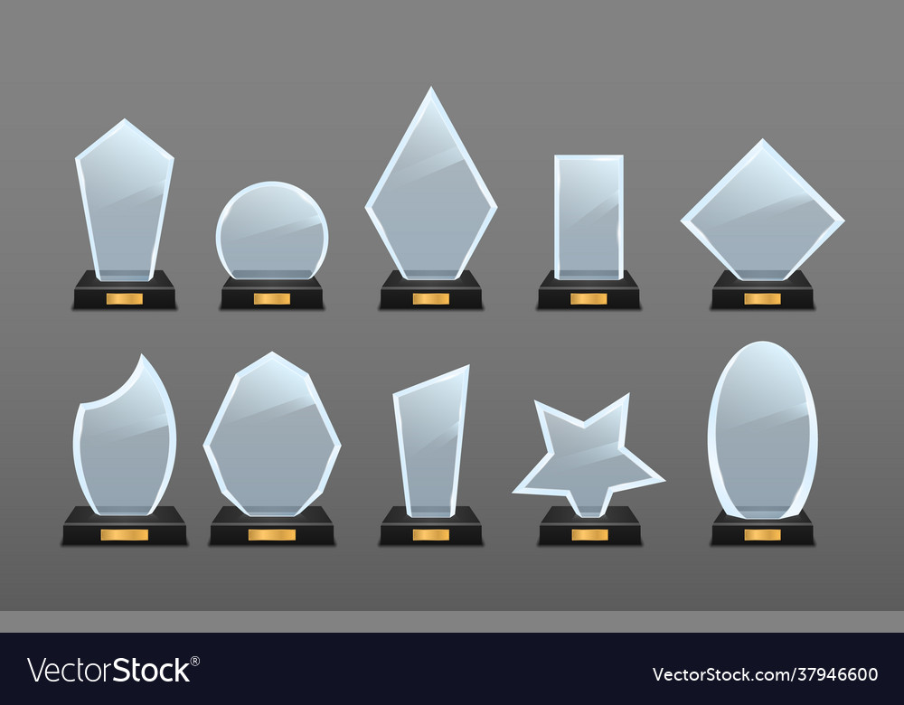 Realistische Glas-Trophäe Preis goldene Preise vector image Realistische Glas-Trophäe Preis goldene Preise