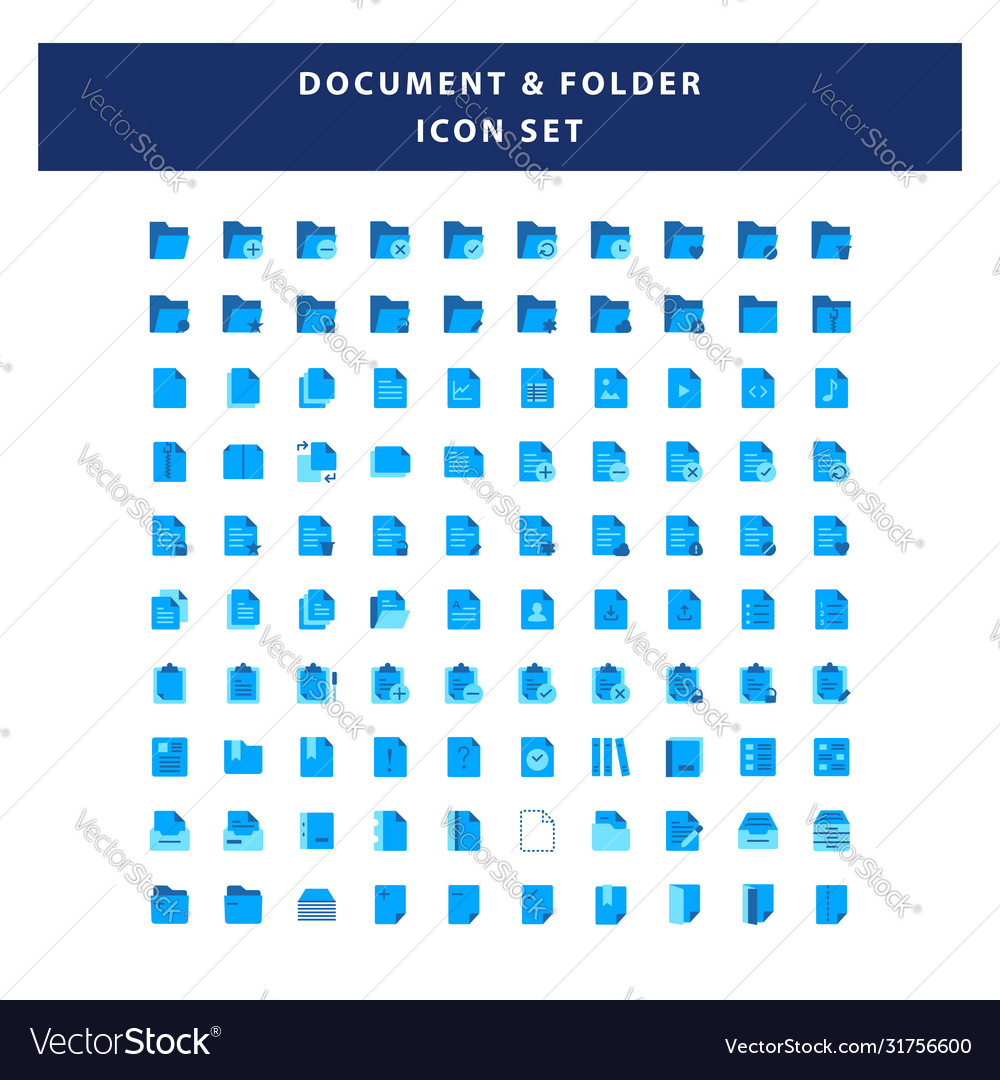 Set document and folder icon with flat style vector image Set document and folder icon with flat style