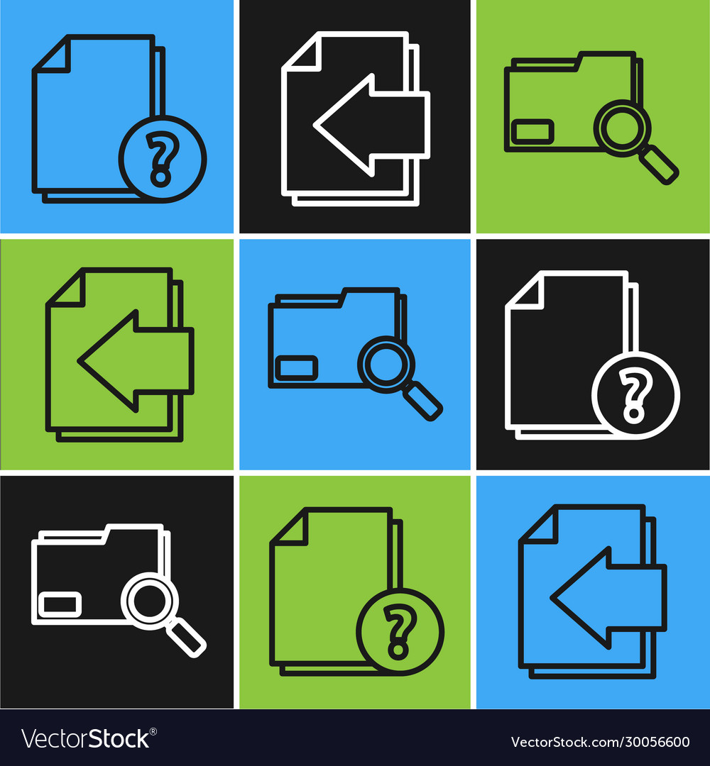 Set line unknown document search concept Vector Image Set line unknown document search concept