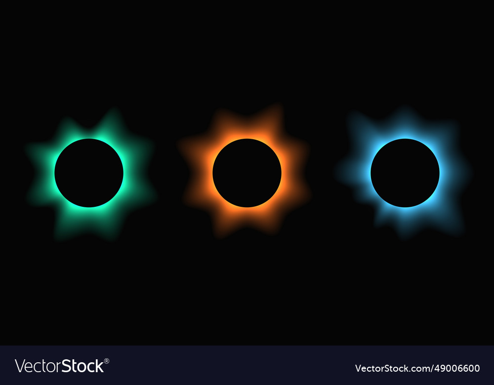 Set of circle illuminate light frames with color Vector Image Set of circle illuminate light frames with color