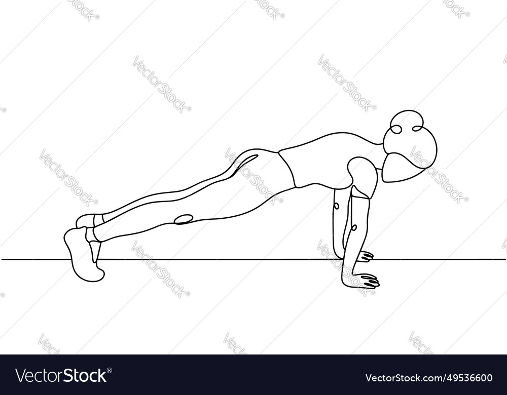 Woman in Plank Pose - Single Line Art