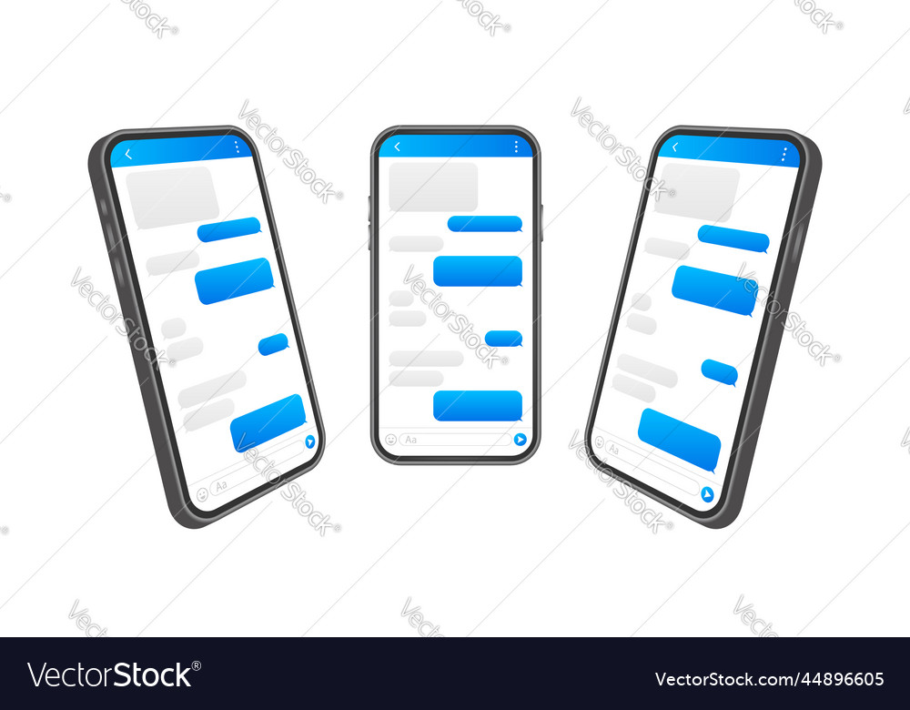 Chat interface application with dialogue window vector image Chat interface application with dialogue window