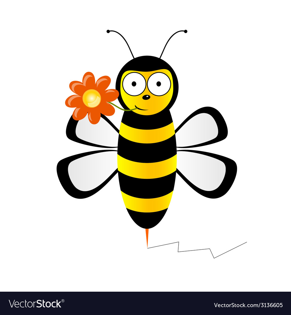 Cute bee with flower