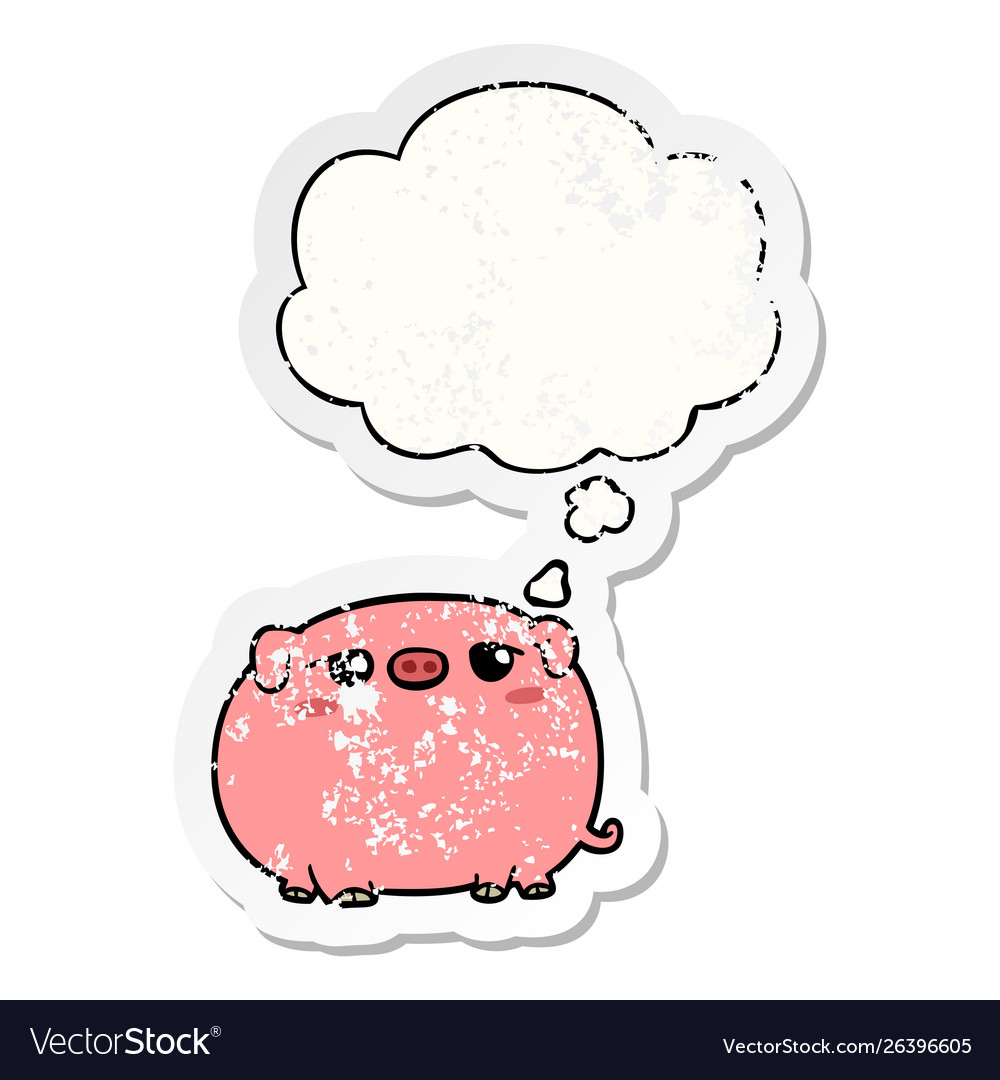 Cute cartoon pig and thought bubble