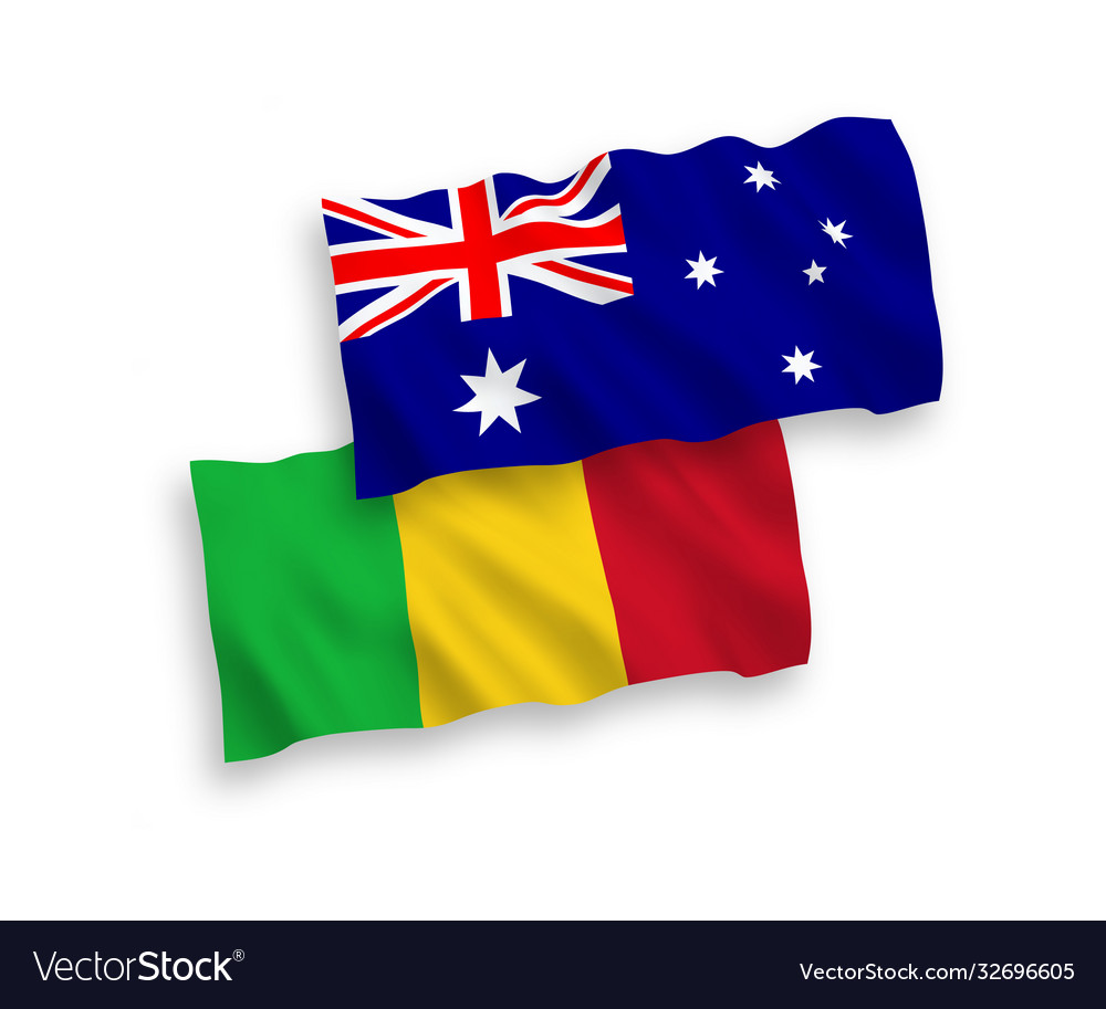 Flags australia and mali on a white background vector image Flags australia and mali on a white background