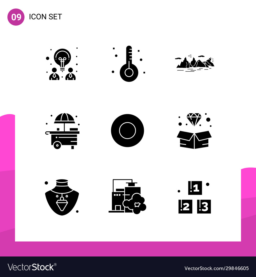 Glyph icon set pack 9 solid icons isolated Vector Image Glyph icon set pack 9 solid icons isolated
