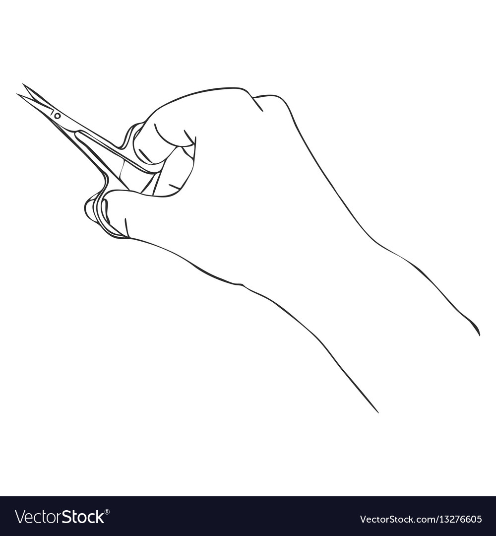 Hand with scissors Royalty Free Vector Image - VectorStock