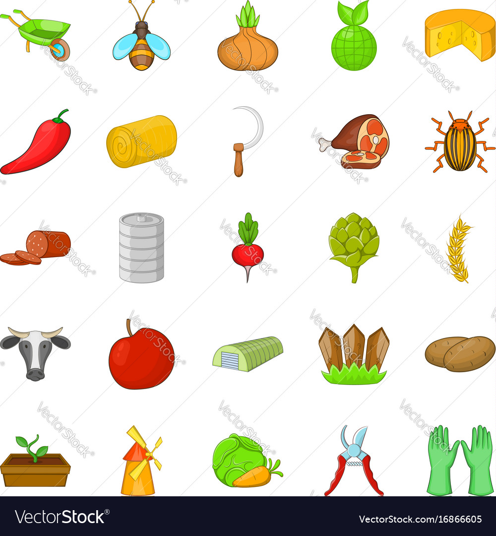 Husbandry icons set cartoon style Royalty Free Vector Image