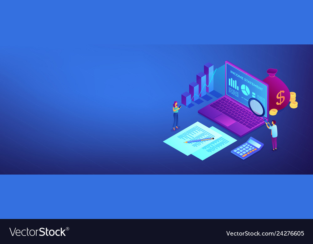 Income statement isometric 3d banner header