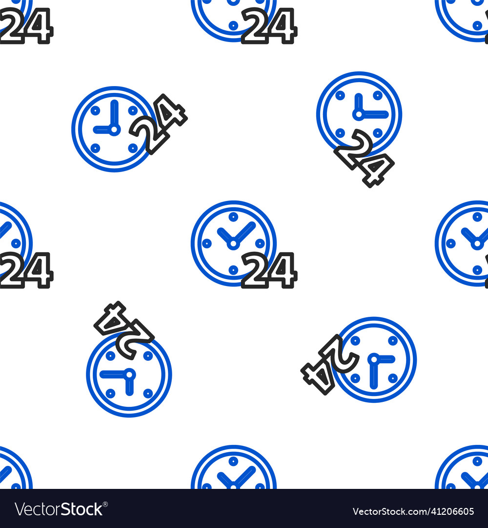 Line clock 24 hours icon isolated seamless pattern vector image Line clock 24 hours icon isolated seamless pattern