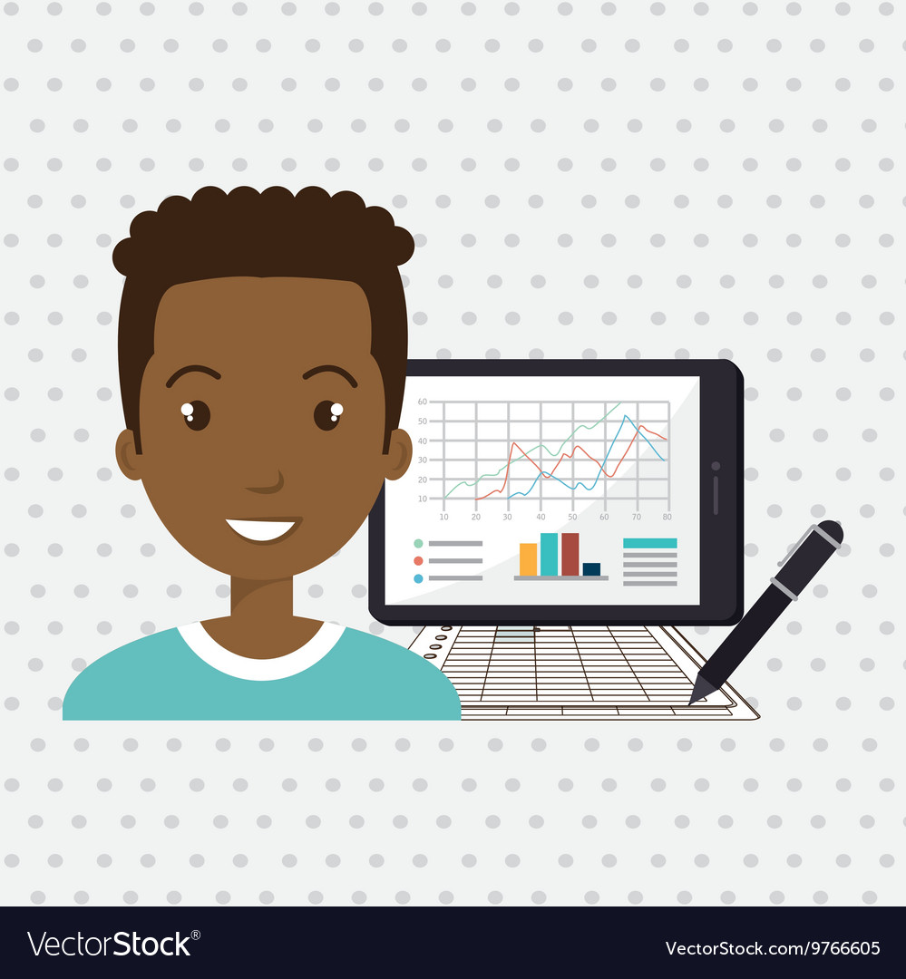 Man with pc isolated icon design