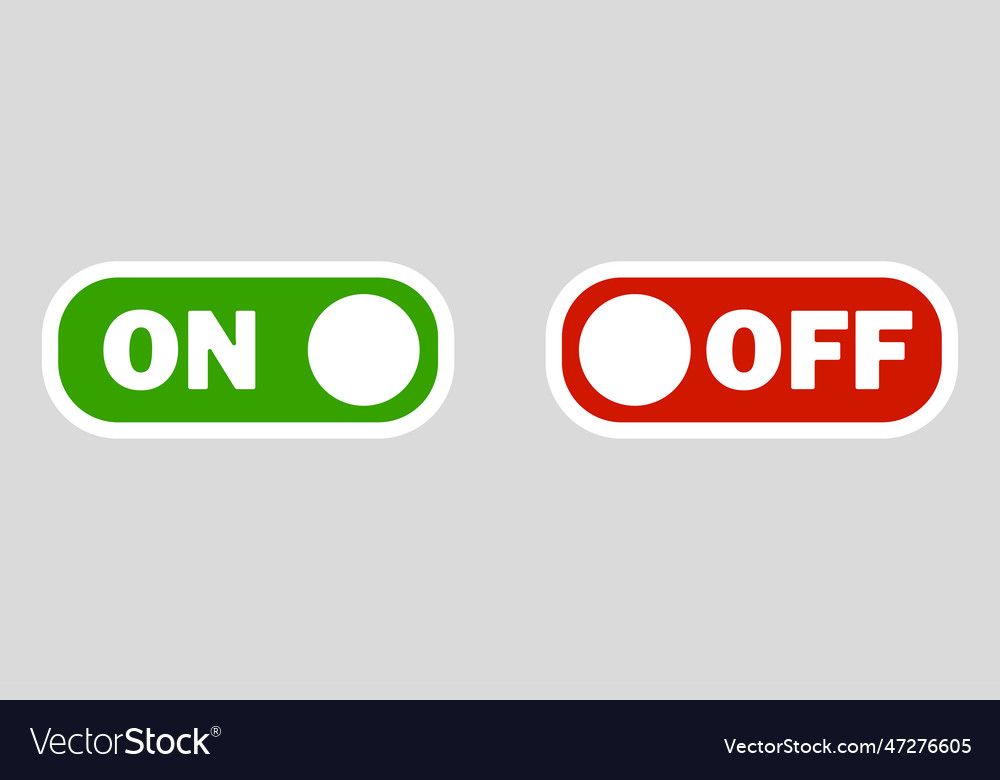 On and off toggle switch buttons with lettering