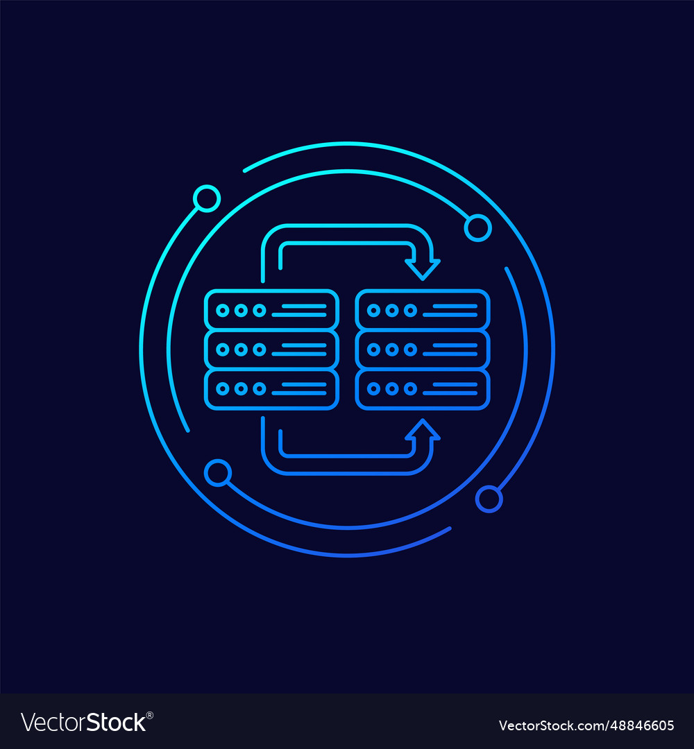 Server backup copy data icon linear design