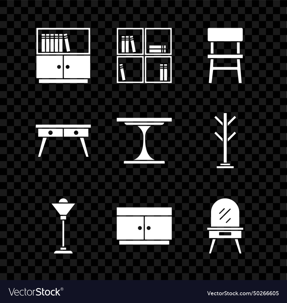 Set library bookshelf shelf with chair floor lamp Vector Image Set library bookshelf shelf with chair floor lamp