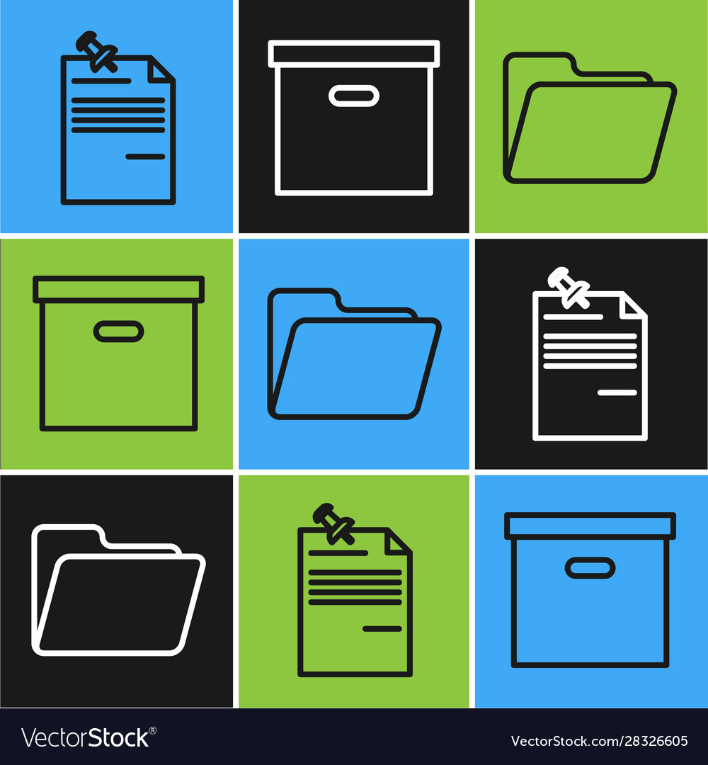 Set line note paper with pinned pushbutton vector image Set line note paper with pinned pushbutton