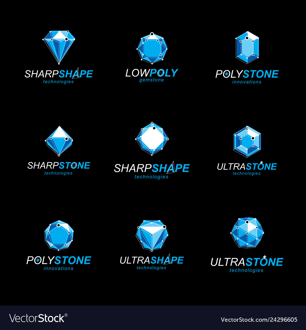 Set of abstract 3d faceted figures with connected Vector Image Set of abstract 3d faceted figures with connected