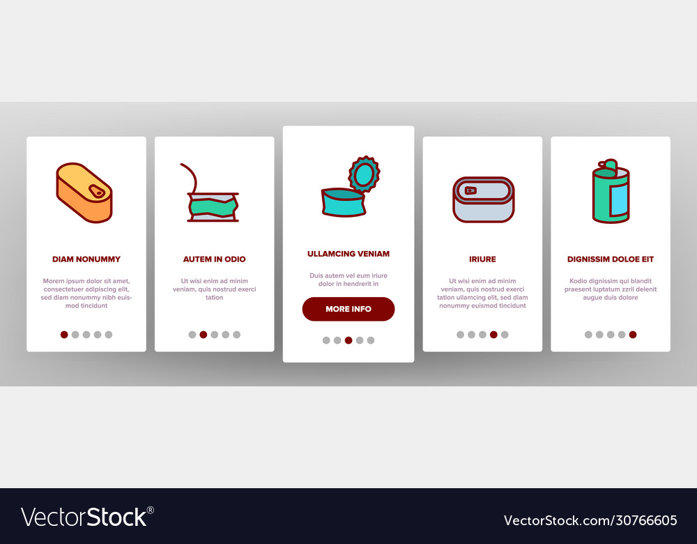 Tin can container onboarding icons set