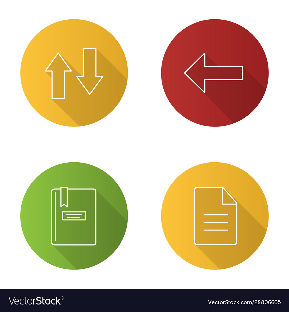 Uiux flat linear long shadow icons set vector image Uiux flat linear long shadow icons set