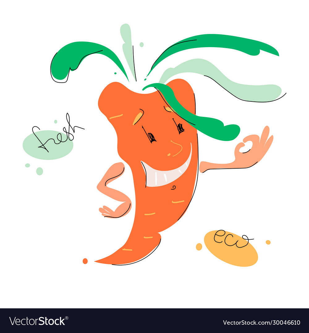 A Carrot Character In Cartoon Style Which Vector Image 1421