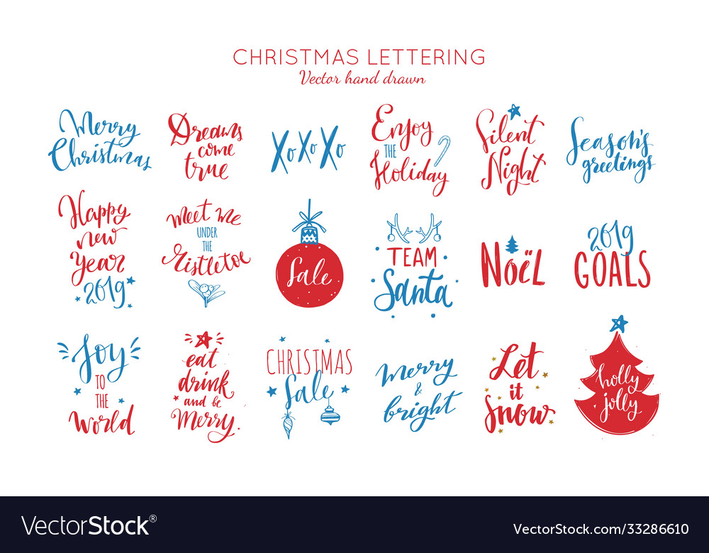 Big set christmas design doodle elements vector image Big set christmas design doodle elements