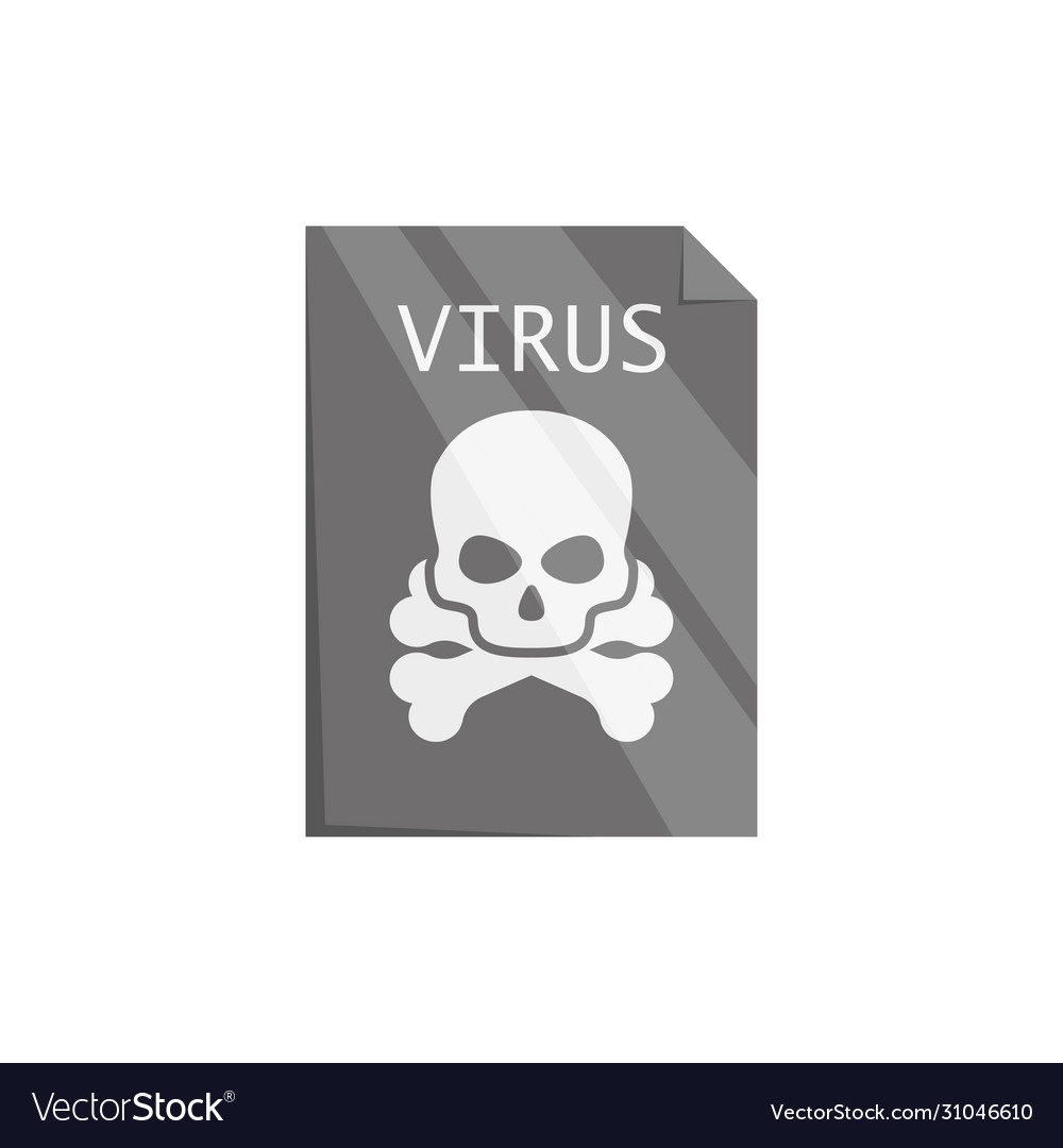 Black virus document with skull and bones