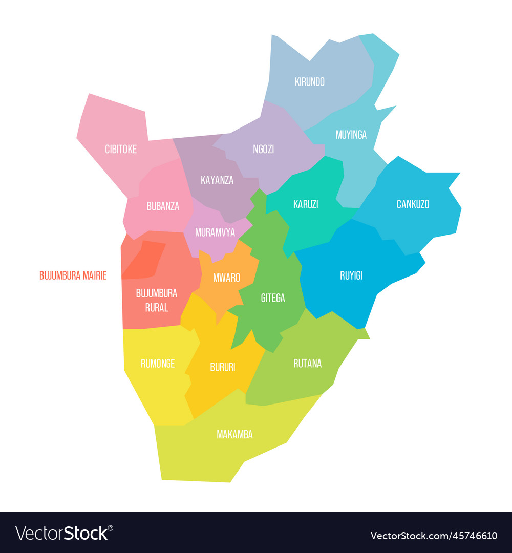 Burundi political map of administrative divisions Vector Image