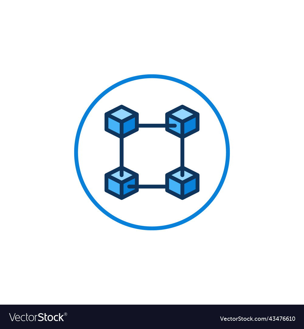 Circle with blockchain blue round icon vector image Circle with blockchain blue round icon