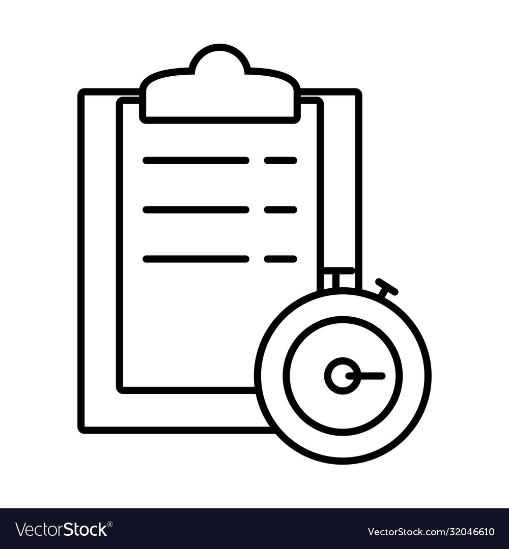 Clipboard and clock icon line style
