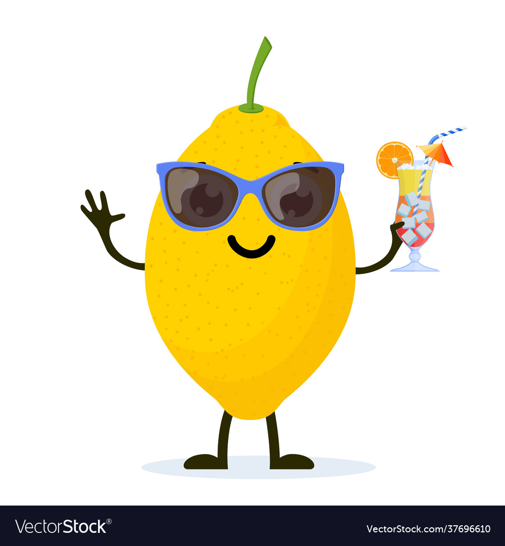 Cute and funny lemon character Royalty Free Vector Image