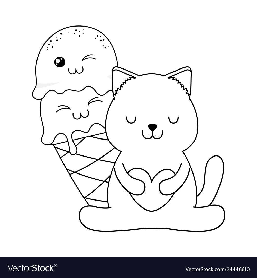 Black Cat icon in Ice Cream Style