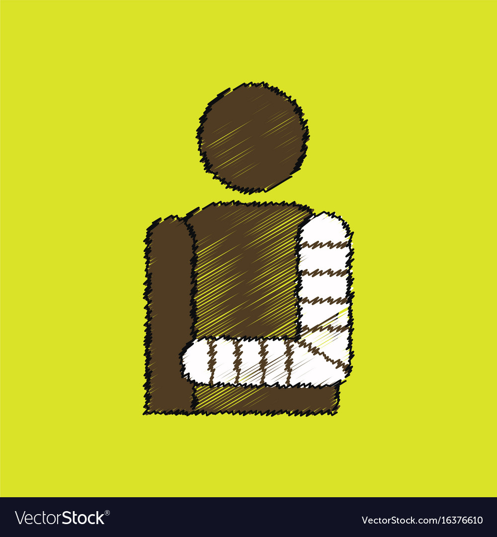 Flat shading style icon man with broken arm