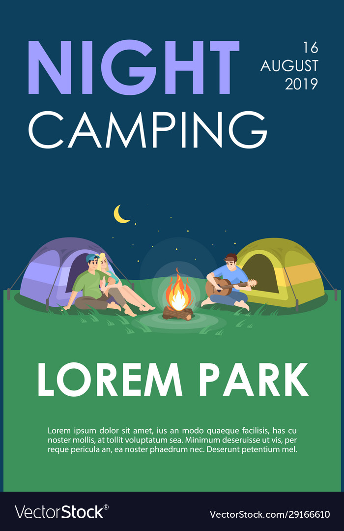 Night camping brochure template nature recreation