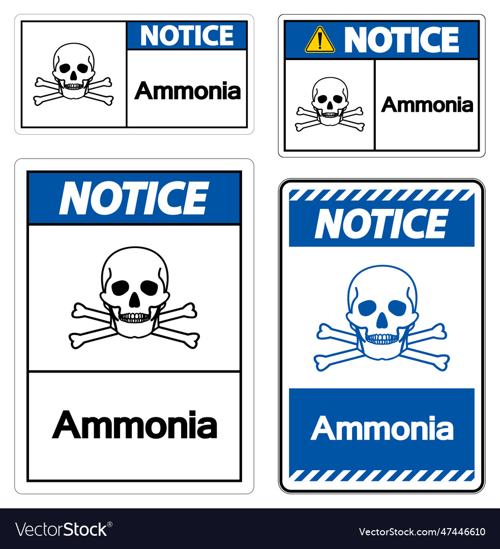 Notice ammonia symbol sign on white background