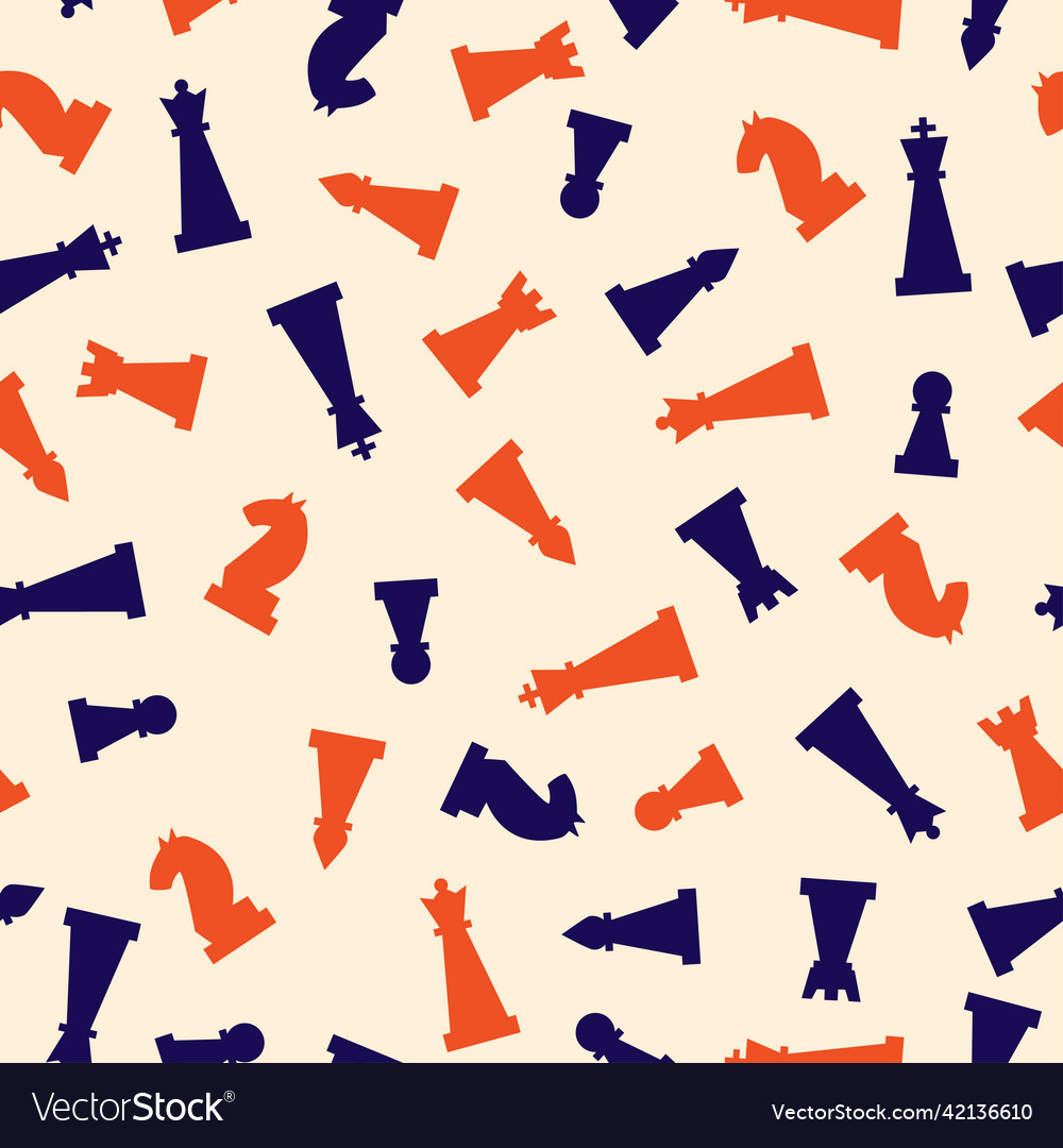 Seamless pattern with chess pieces colorful vector image Seamless pattern with chess pieces colorful