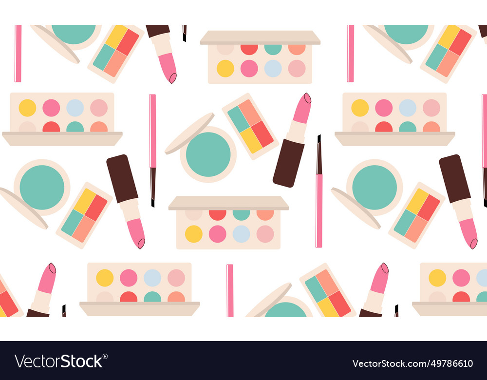 Seamless pattern with cosmetics beauty accessorie