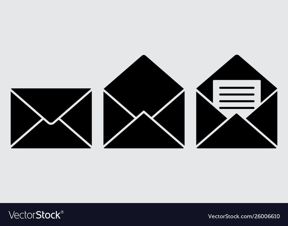 Set black envelope icons closed open read vector image Set black envelope icons closed open read